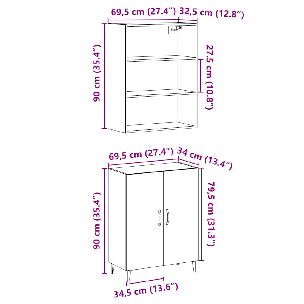 Dressoir met wandkast bewerkt hout artisanaal eikenkleur is nu te koop bij PeponiXL, paradijselijk wonen!