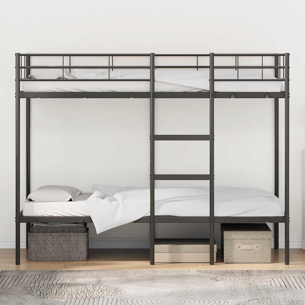 Stapelbed zonder matras 90x200 cm staal zwart is nu te koop bij PeponiXL, paradijselijk wonen!