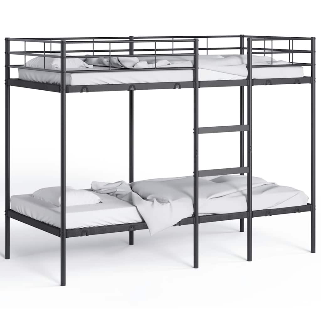 Stapelbed zonder matras 90x200 cm staal zwart is nu te koop bij PeponiXL, paradijselijk wonen!