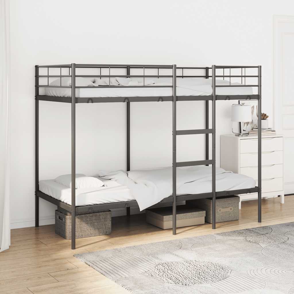 Stapelbed zonder matras 90x200 cm staal zwart is nu te koop bij PeponiXL, paradijselijk wonen!