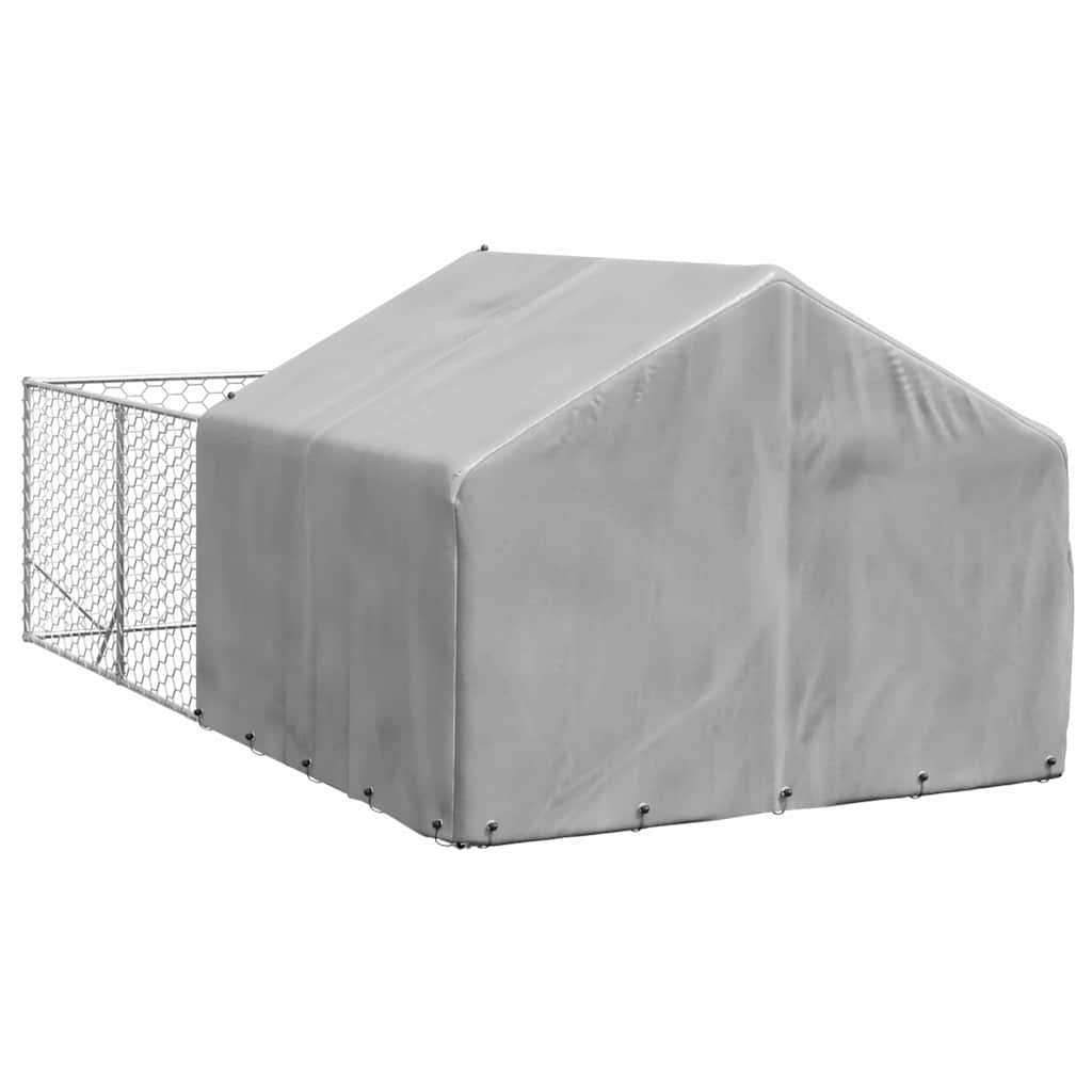 Hondenkennel met ren 4x2x1,5 m gegalvaniseerd staal is nu te koop bij PeponiXL, paradijselijk wonen!