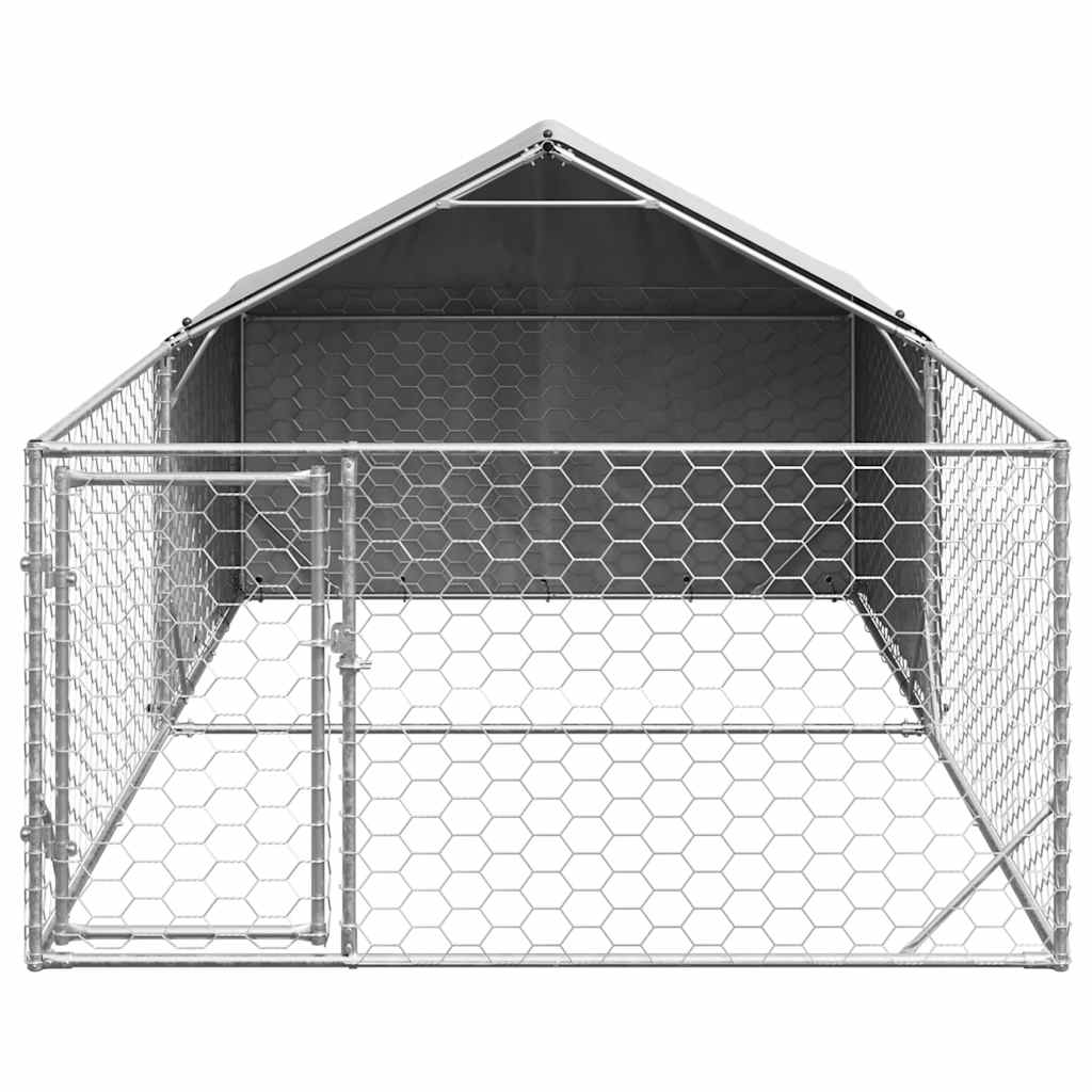 Hondenkennel met ren 5x2x1,5 m gegalvaniseerd staal is nu te koop bij PeponiXL, paradijselijk wonen!