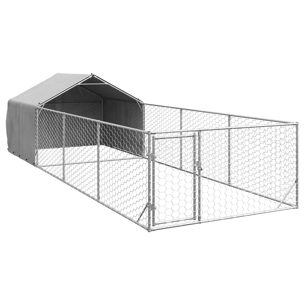 Hondenkennel met ren 7x2x1,5 m gegalvaniseerd staal is nu te koop bij PeponiXL, paradijselijk wonen!