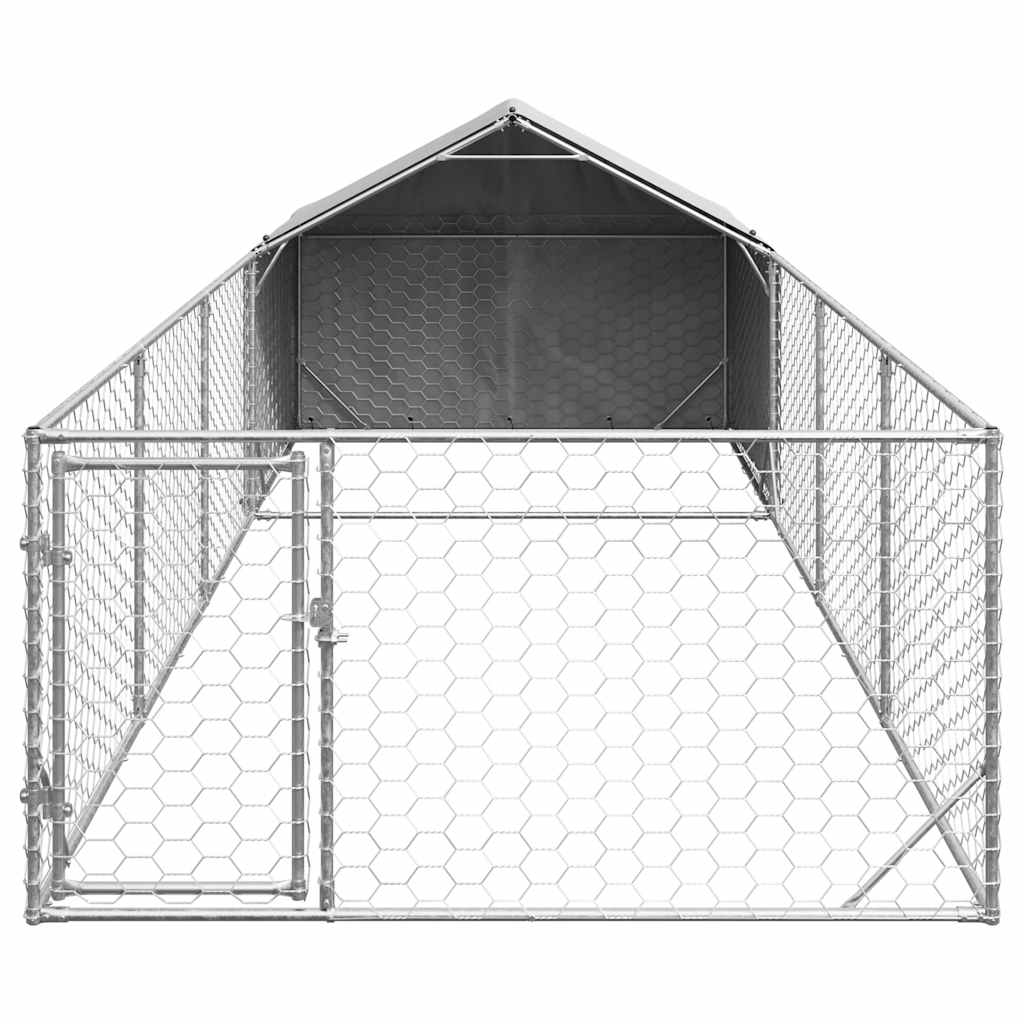 Hondenkennel met ren 7x2x1,5 m gegalvaniseerd staal is nu te koop bij PeponiXL, paradijselijk wonen!