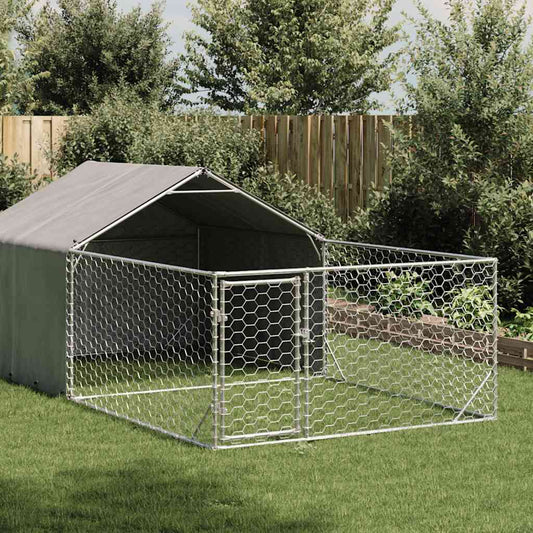 Hondenkennel met ren 7x2x1,5 m gegalvaniseerd staal is nu te koop bij PeponiXL, paradijselijk wonen!
