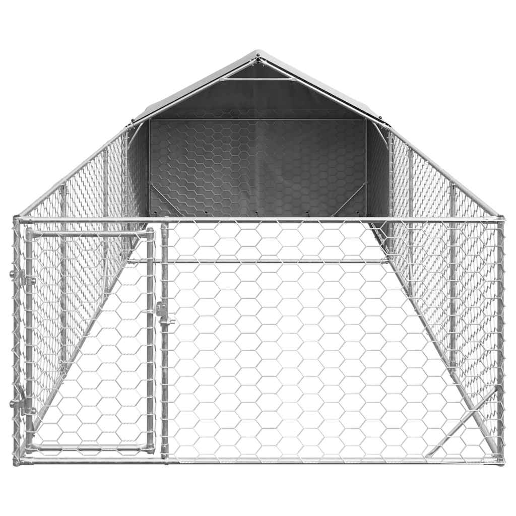 Hondenkennel met ren 6x2x1,5 m gegalvaniseerd staal is nu te koop bij PeponiXL, paradijselijk wonen!