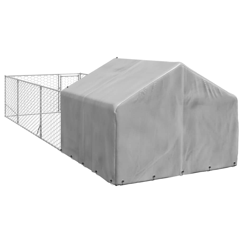 Hondenkennel met ren 6x2x1,5 m gegalvaniseerd staal is nu te koop bij PeponiXL, paradijselijk wonen!