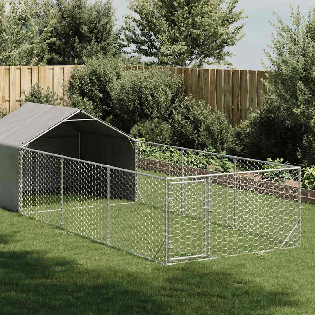 Hondenkennel met ren 6x2x1,5 m gegalvaniseerd staal is nu te koop bij PeponiXL, paradijselijk wonen!