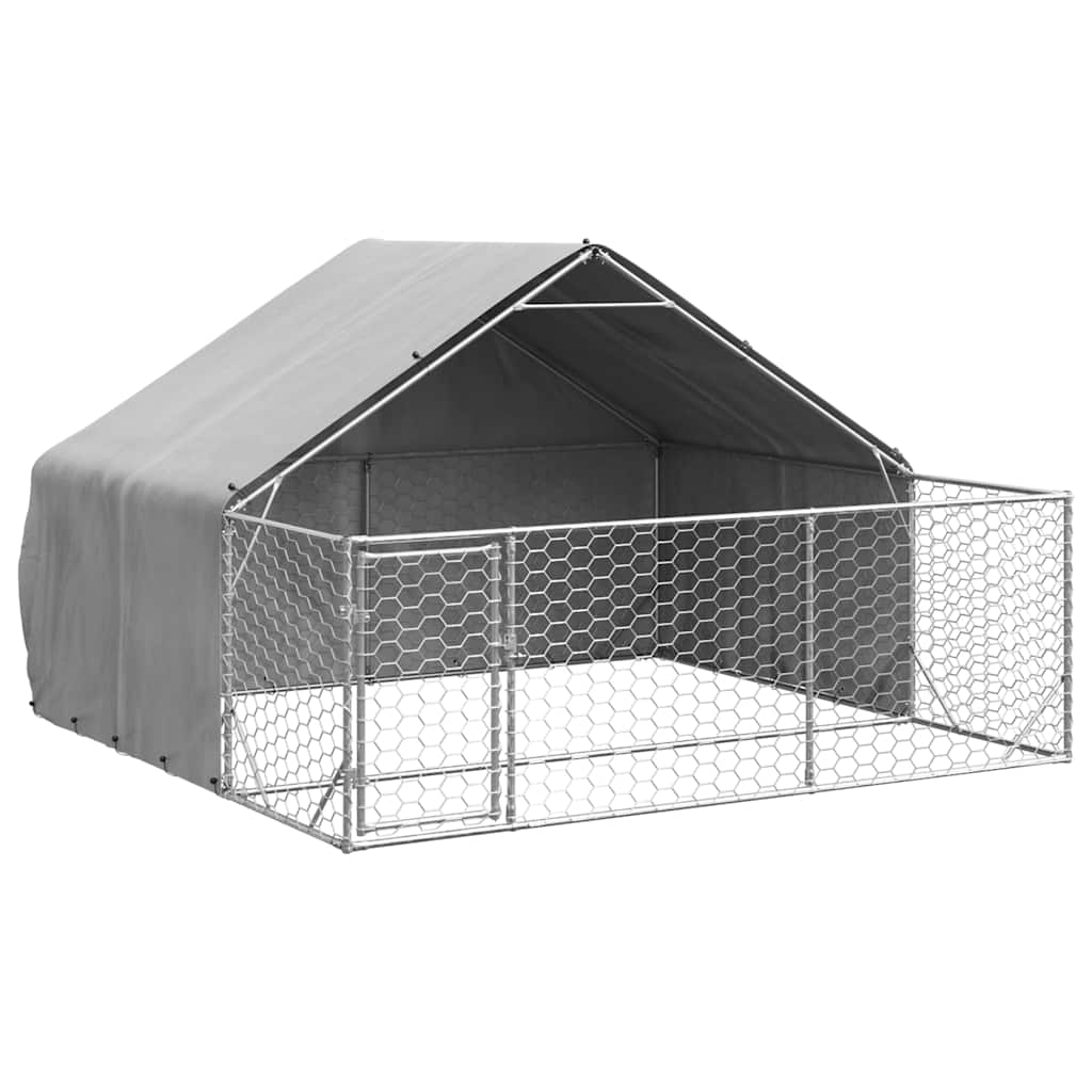Hondenkennel met ren 3x3x1,9 m gegalvaniseerd staal is nu te koop bij PeponiXL, paradijselijk wonen!