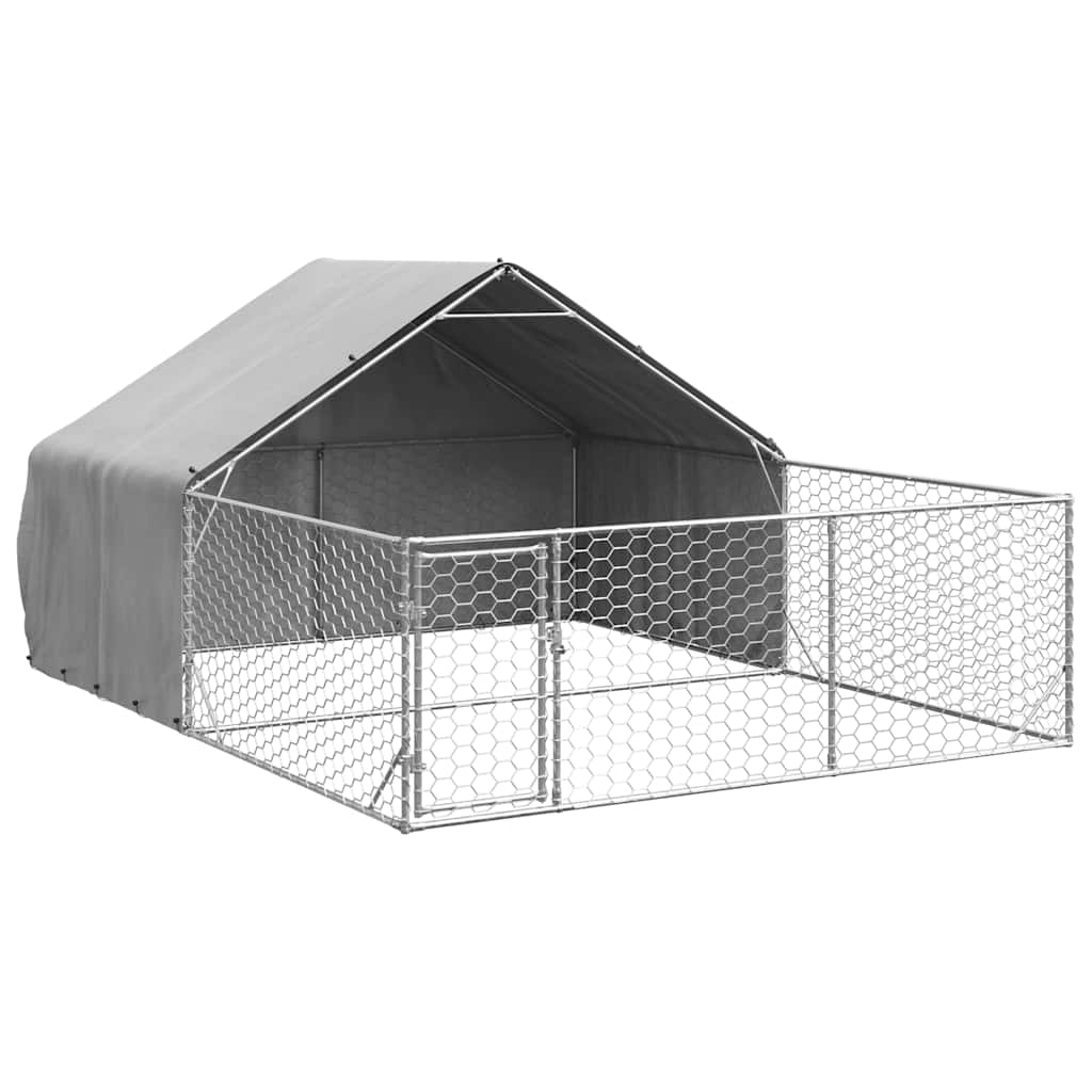Hondenkennel met ren 4x3x1,9 m gegalvaniseerd staal is nu te koop bij PeponiXL, paradijselijk wonen!