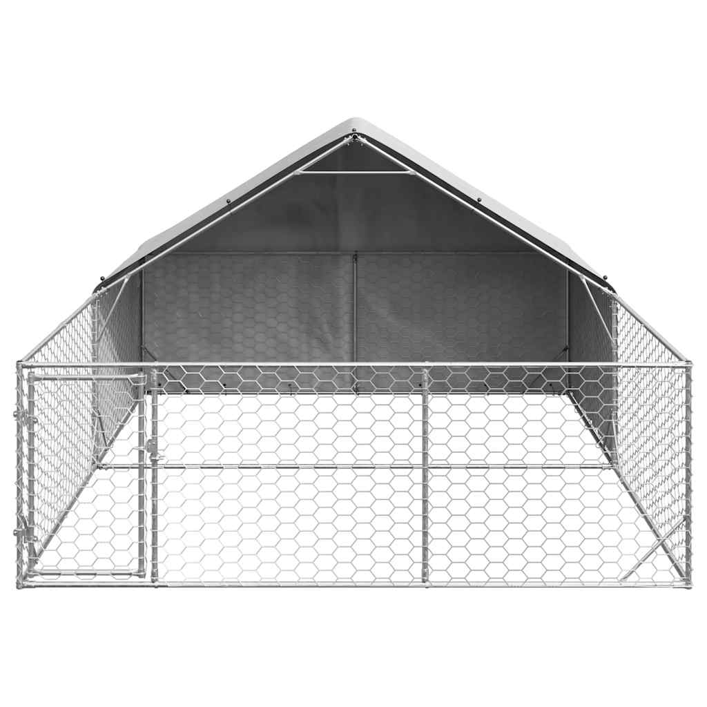 Hondenkennel met ren 4x3x1,9 m gegalvaniseerd staal is nu te koop bij PeponiXL, paradijselijk wonen!