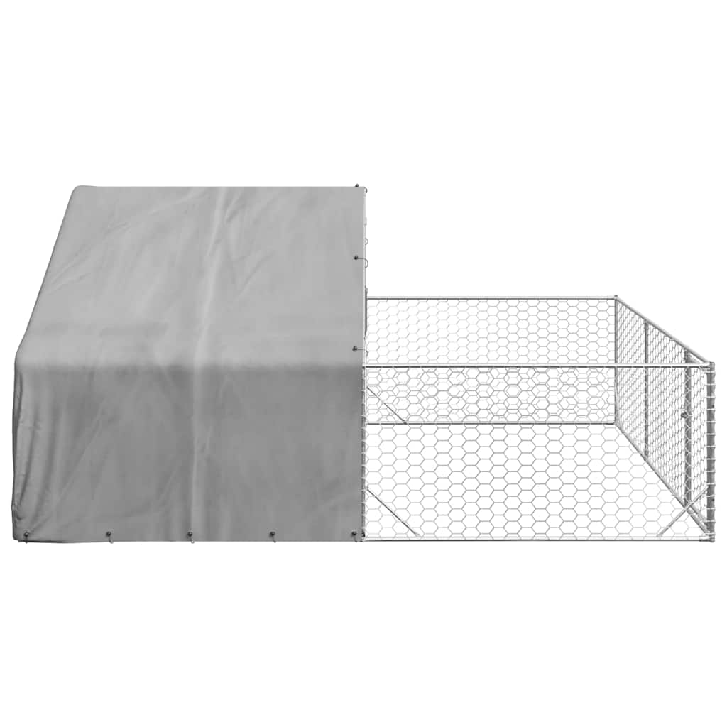 Hondenkennel met ren 4x3x1,9 m gegalvaniseerd staal is nu te koop bij PeponiXL, paradijselijk wonen!