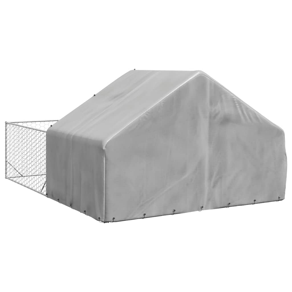Hondenkennel met ren 4x3x1,9 m gegalvaniseerd staal is nu te koop bij PeponiXL, paradijselijk wonen!