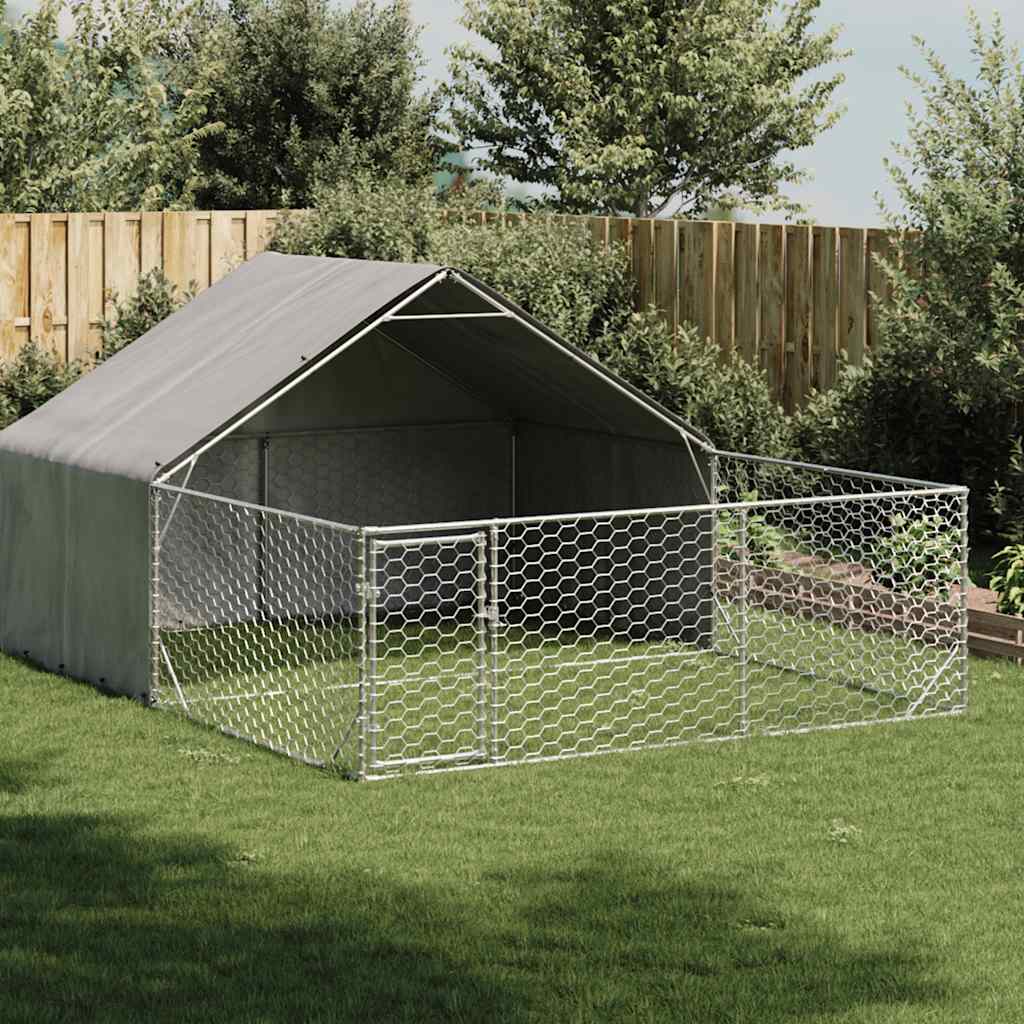Hondenkennel met ren 4x3x1,9 m gegalvaniseerd staal is nu te koop bij PeponiXL, paradijselijk wonen!