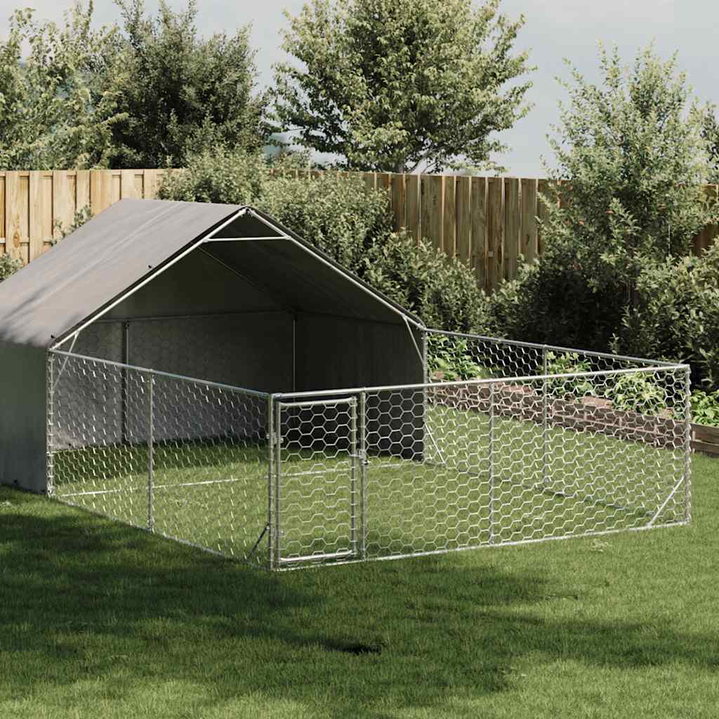 Hondenkennel met ren 6x3x1,9 m gegalvaniseerd staal is nu te koop bij PeponiXL, paradijselijk wonen!