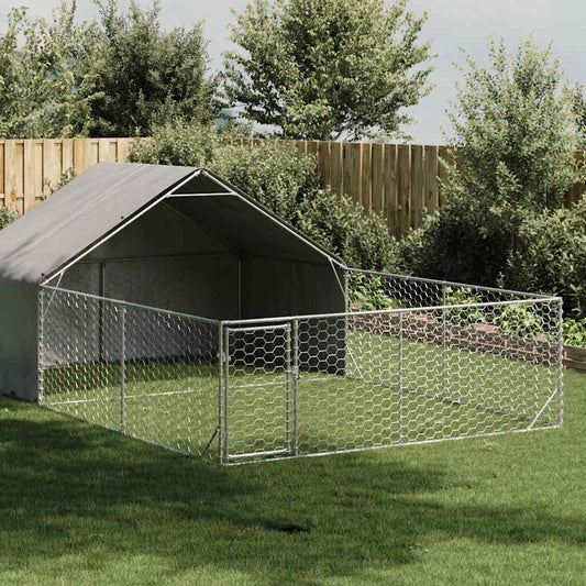 Hondenkennel met ren 6x3x1,9 m gegalvaniseerd staal is nu te koop bij PeponiXL, paradijselijk wonen!