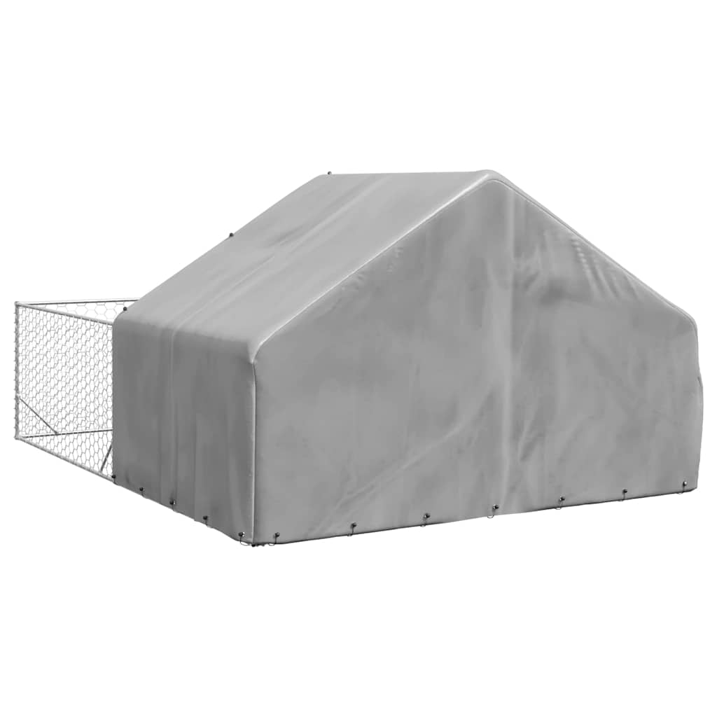 Hondenkennel met ren 5x3x1,9 m gegalvaniseerd staal is nu te koop bij PeponiXL, paradijselijk wonen!