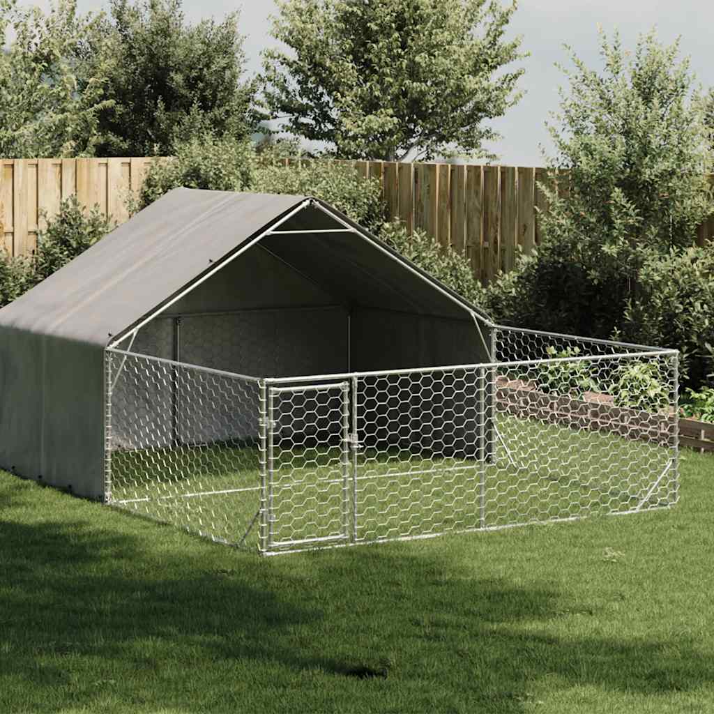 Hondenkennel met ren 5x3x1,9 m gegalvaniseerd staal is nu te koop bij PeponiXL, paradijselijk wonen!
