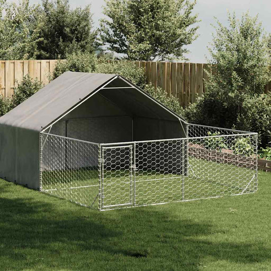 Hondenkennel met ren 5x3x1,9 m gegalvaniseerd staal is nu te koop bij PeponiXL, paradijselijk wonen!