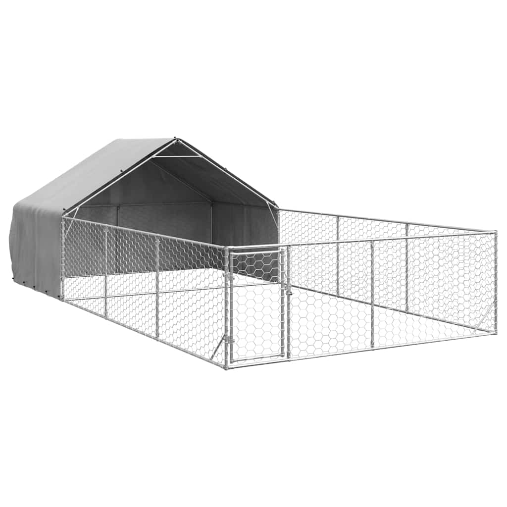 Hondenkennel met ren 7x3x1,9 m gegalvaniseerd staal is nu te koop bij PeponiXL, paradijselijk wonen!