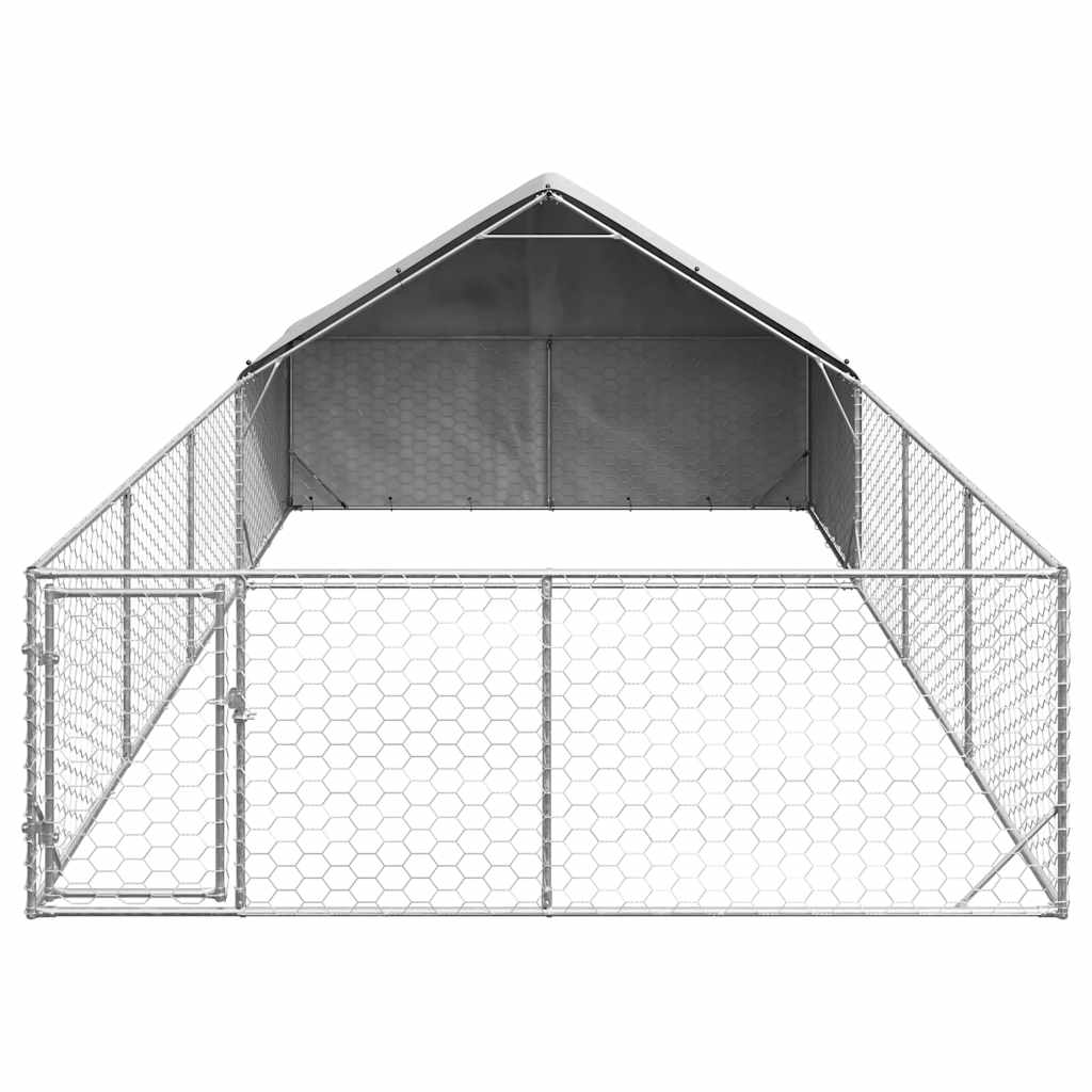 Hondenkennel met ren 7x3x1,9 m gegalvaniseerd staal is nu te koop bij PeponiXL, paradijselijk wonen!