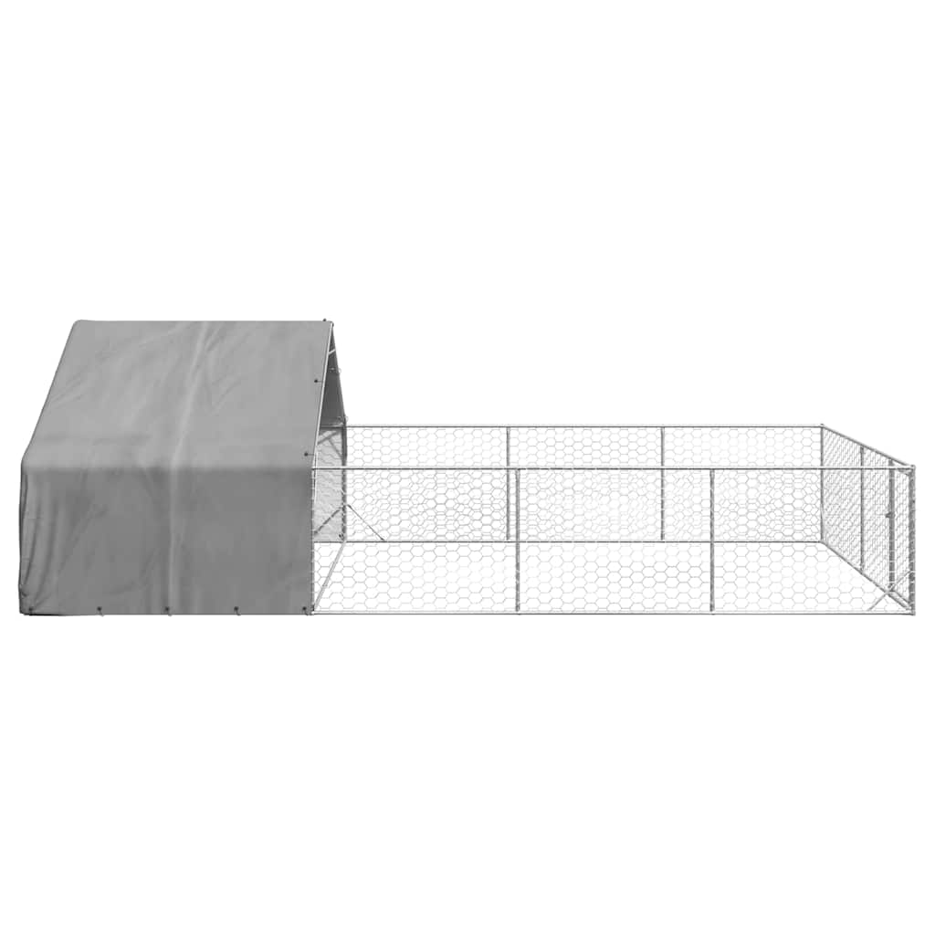 Hondenkennel met ren 7x3x1,9 m gegalvaniseerd staal is nu te koop bij PeponiXL, paradijselijk wonen!