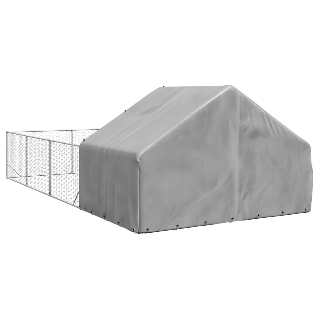 Hondenkennel met ren 7x3x1,9 m gegalvaniseerd staal is nu te koop bij PeponiXL, paradijselijk wonen!