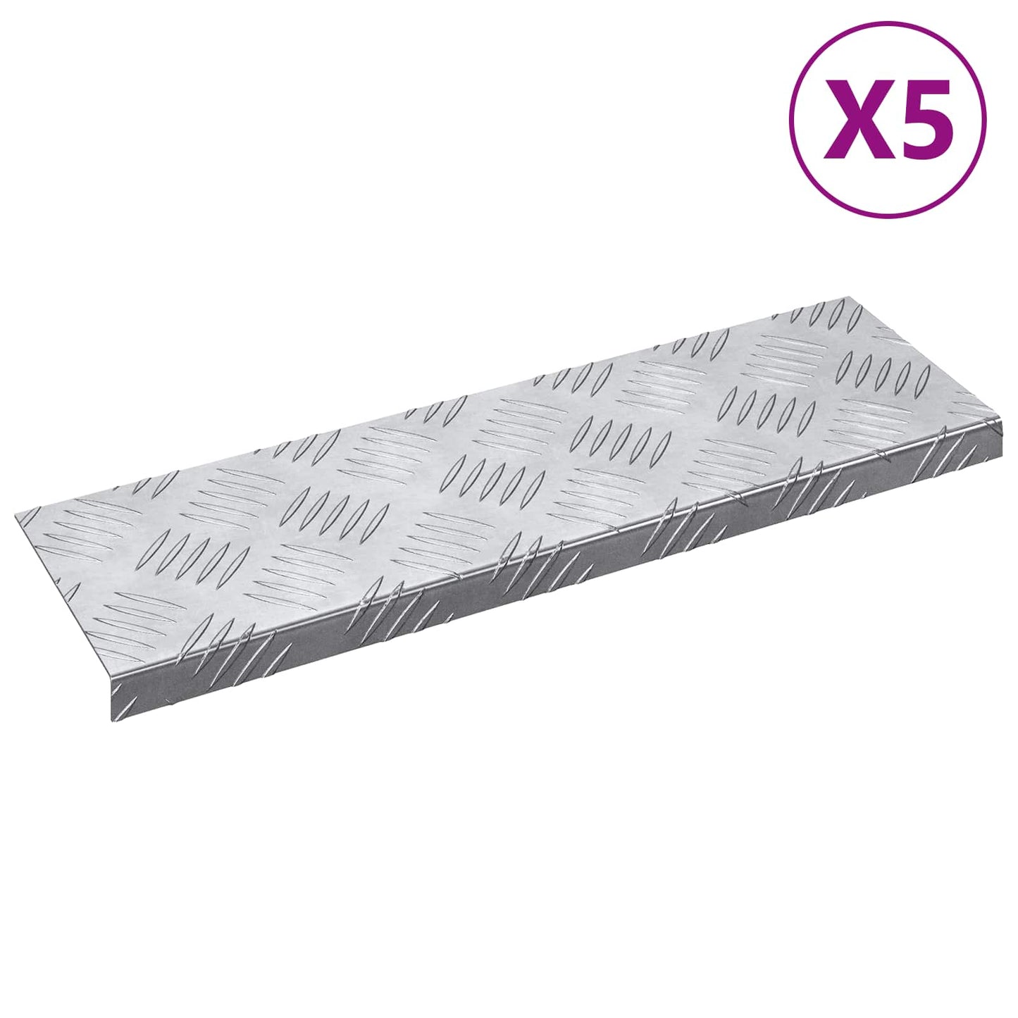 Trap Tread Rechthoekig 5 pcs Zilver 60 x 18 x 2,5 cm Aluminium is nu te koop bij PeponiXL, paradijselijk wonen!