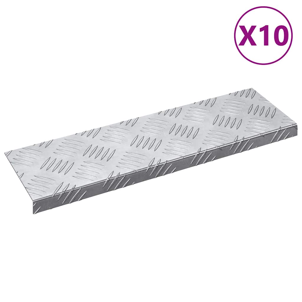 Trap Tread Rechthoekig 10 pcs Zilver 60 x 18 x 2,5 cm Aluminium is nu te koop bij PeponiXL, paradijselijk wonen!