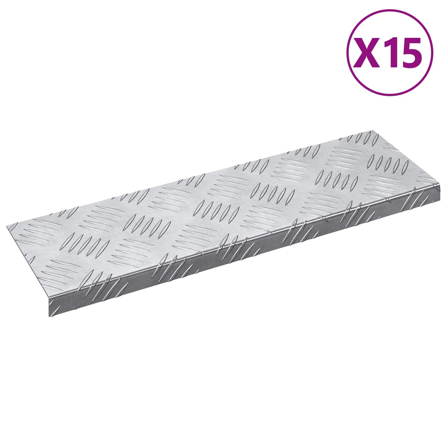 Trap Tread Rechthoekig 15 pcs Zilver 60 x 18 x 2,5 cm Aluminium is nu te koop bij PeponiXL, paradijselijk wonen!