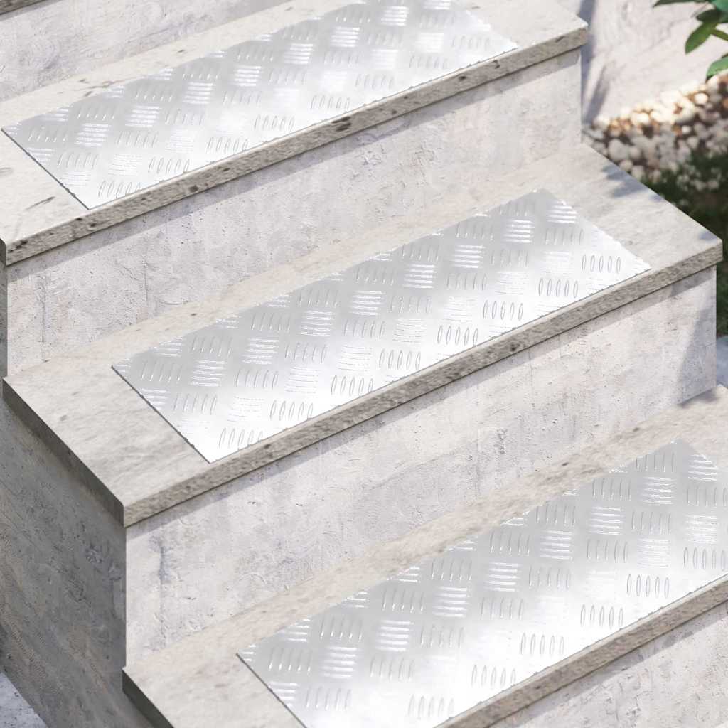 Trap Tread Rechthoekig 4 pcs Zilver 60 x 20 cm Aluminium is nu te koop bij PeponiXL, paradijselijk wonen!