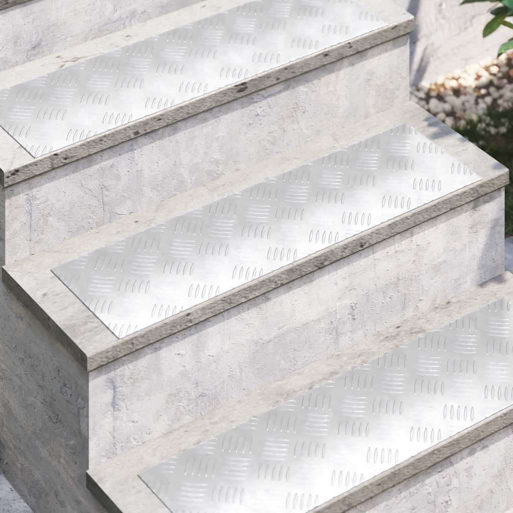 Trap Tread Rechthoekig 4 pcs Zilver 70 x 20 cm Aluminium is nu te koop bij PeponiXL, paradijselijk wonen!