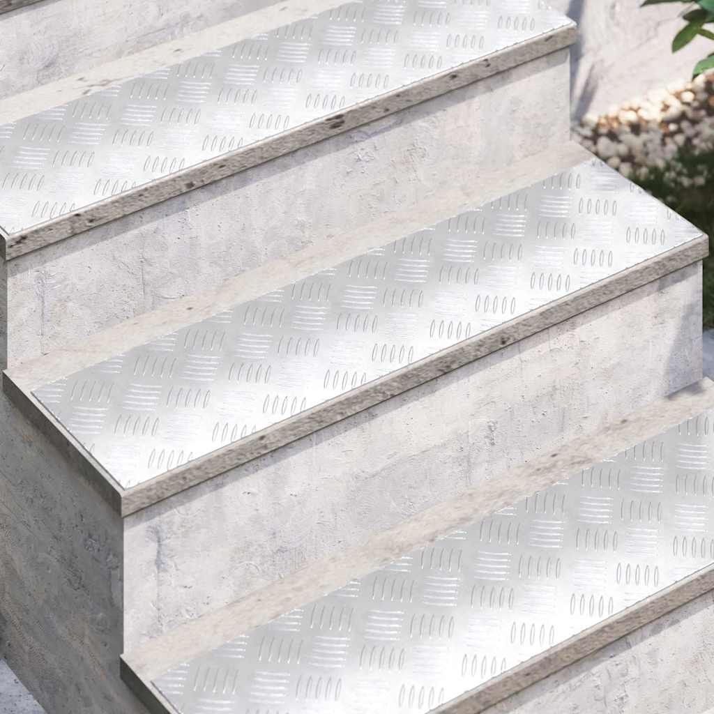 Trap Tread Rechthoekig 4 pcs Zilver 80 x 20 cm Aluminium is nu te koop bij PeponiXL, paradijselijk wonen!