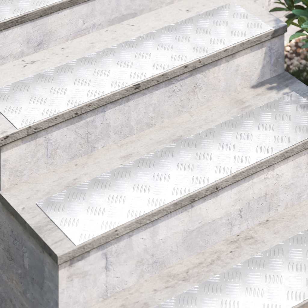 Trap Tread Rechthoekig 4 pcs Zilver 90 x 20 cm Aluminium is nu te koop bij PeponiXL, paradijselijk wonen!