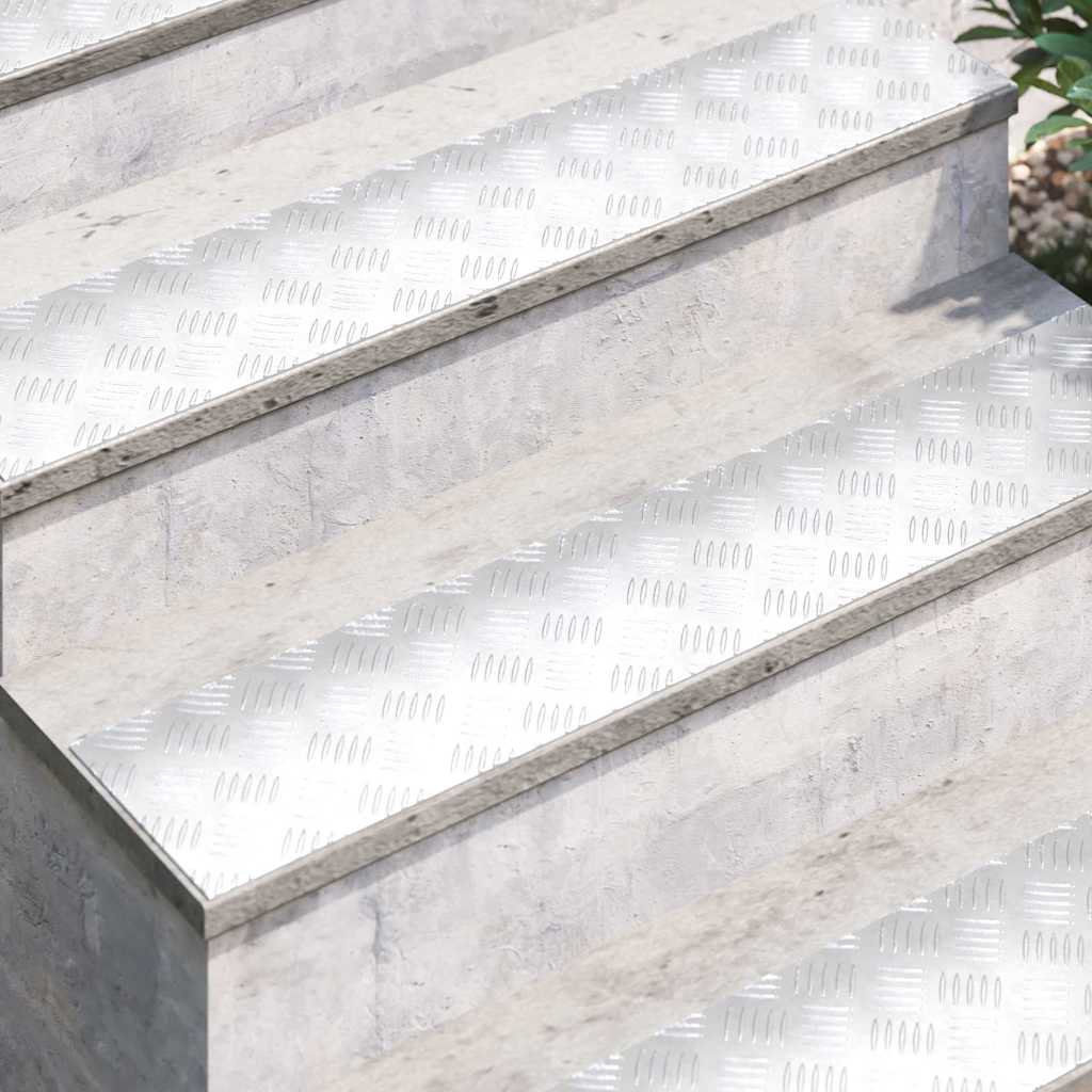Trap Tread Rechthoekig 4 pcs Zilver 100 x 20 cm Aluminium is nu te koop bij PeponiXL, paradijselijk wonen!