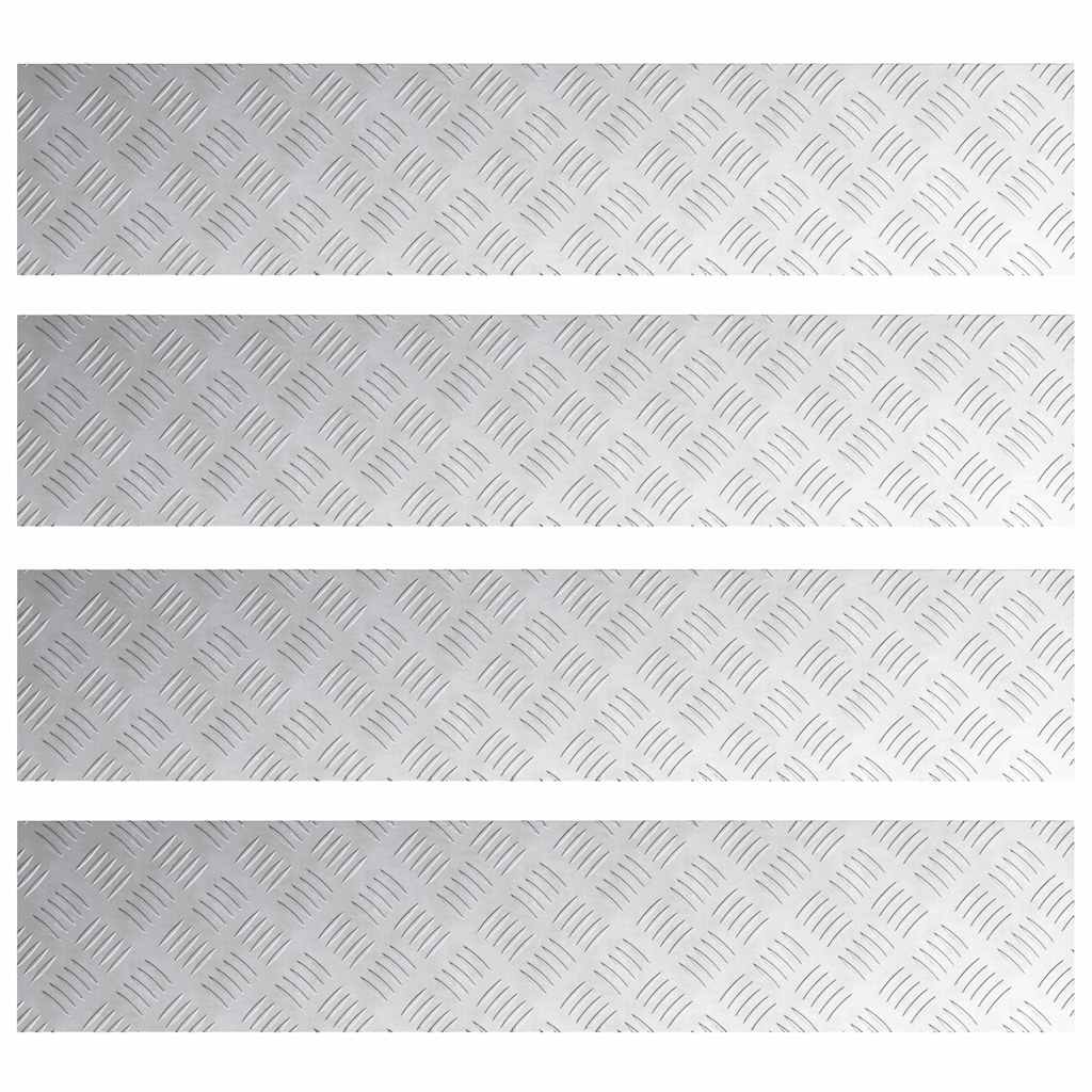 Trap Tread Rechthoekig 4 pcs Zilver 100 x 20 cm Aluminium is nu te koop bij PeponiXL, paradijselijk wonen!