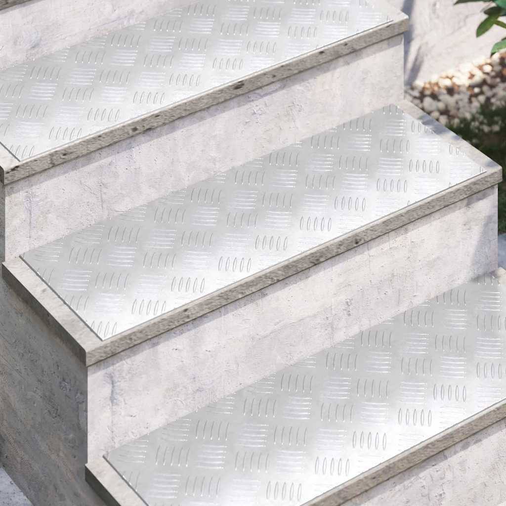 Trap Tread Rechthoekig 4 pcs Zilver 75 x 25 cm Aluminium is nu te koop bij PeponiXL, paradijselijk wonen!
