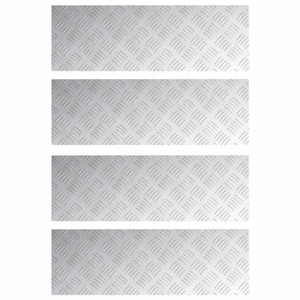 Trap Tread Rechthoekig 4 pcs Zilver 75 x 25 cm Aluminium is nu te koop bij PeponiXL, paradijselijk wonen!