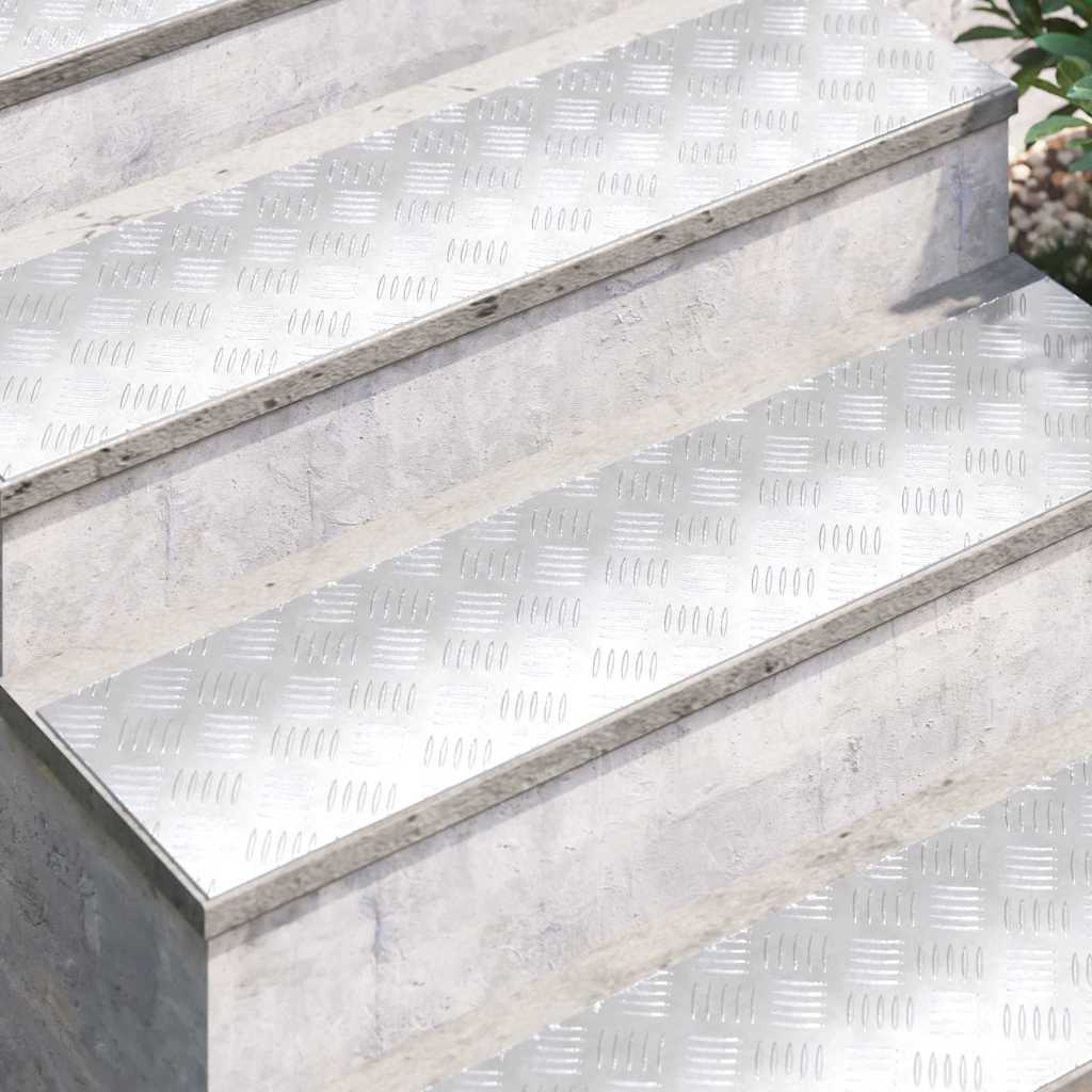 Trap Tread Rechthoekig 4 pcs Zilver 100 x 25 cm Aluminium is nu te koop bij PeponiXL, paradijselijk wonen!