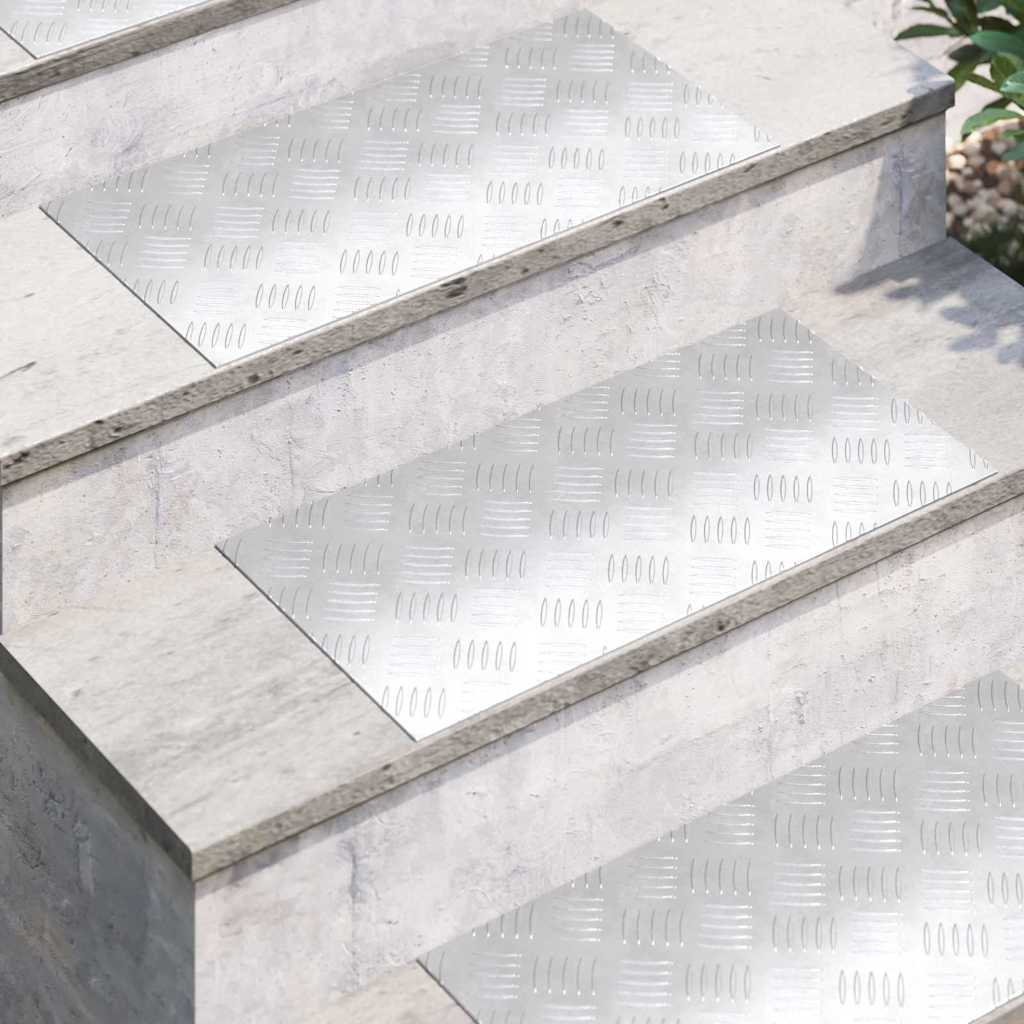 Trap Tread Rechthoekig 4 pcs Zilver 60 x 30 cm Aluminium is nu te koop bij PeponiXL, paradijselijk wonen!