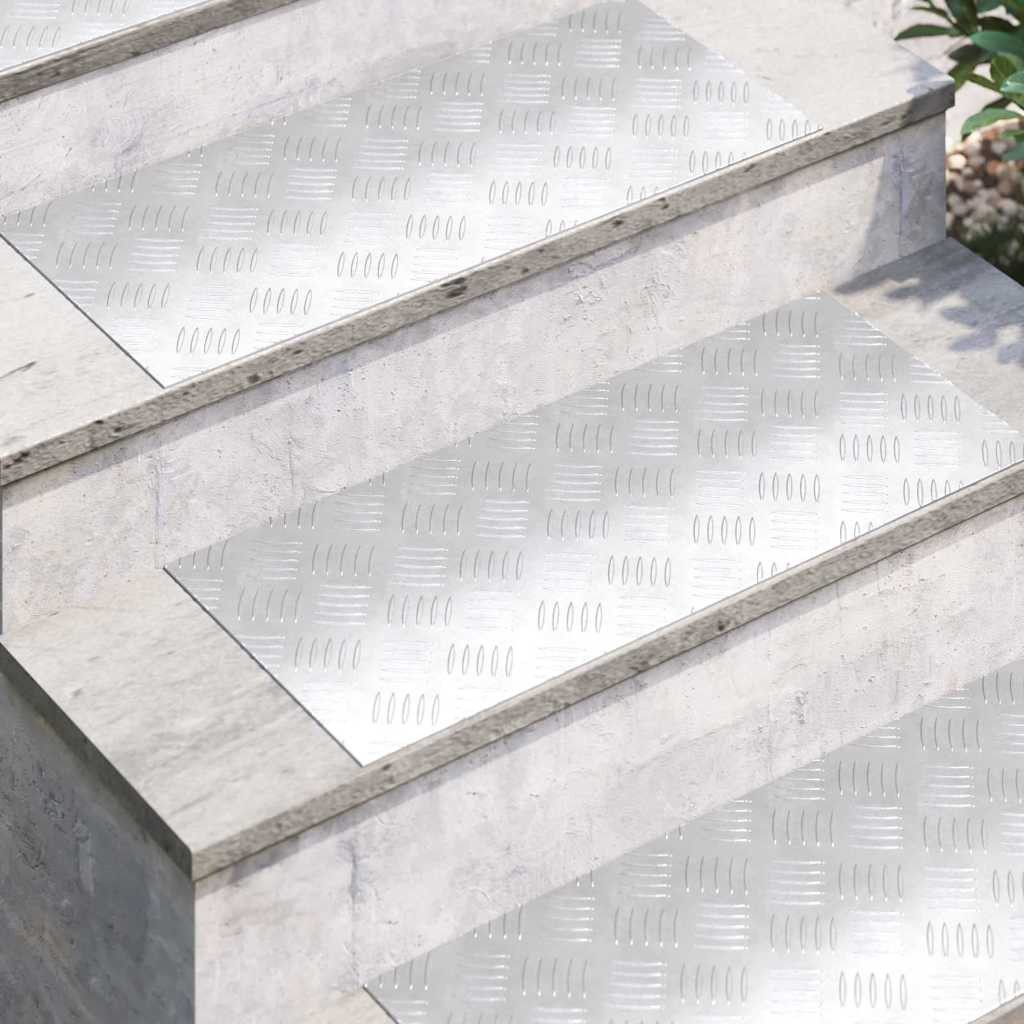 Trap Tread Rechthoekig 4 pcs Zilver 70 x 30 cm Aluminium is nu te koop bij PeponiXL, paradijselijk wonen!