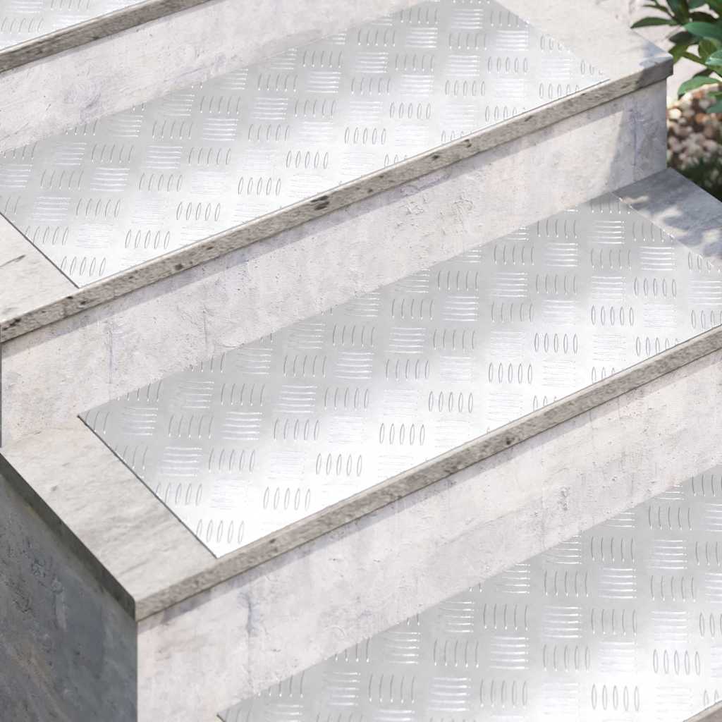 Trap Tread Rechthoekig 4 pcs Zilver 80 x 30 cm Aluminium is nu te koop bij PeponiXL, paradijselijk wonen!
