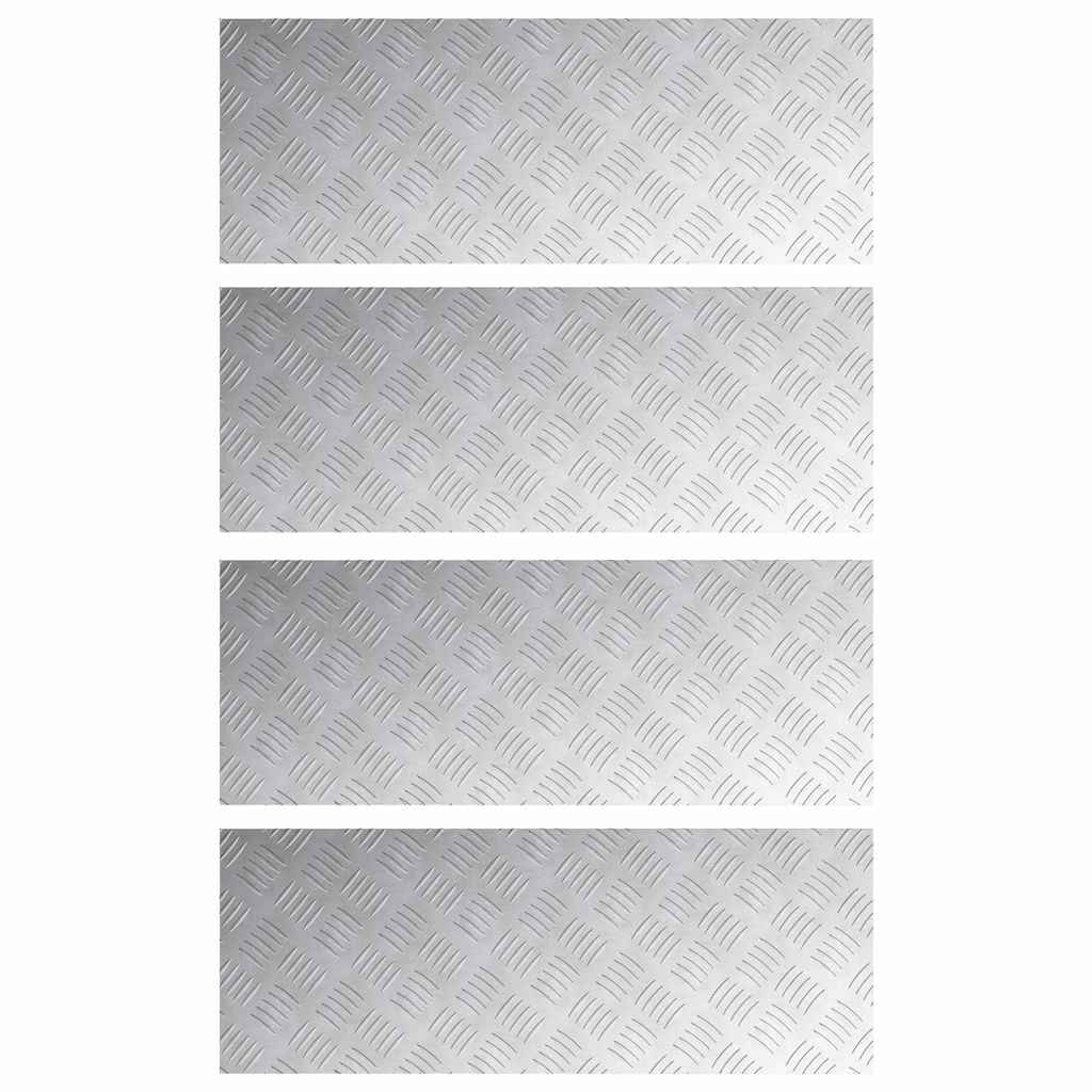 Trap Tread Rechthoekig 4 pcs Zilver 80 x 30 cm Aluminium is nu te koop bij PeponiXL, paradijselijk wonen!