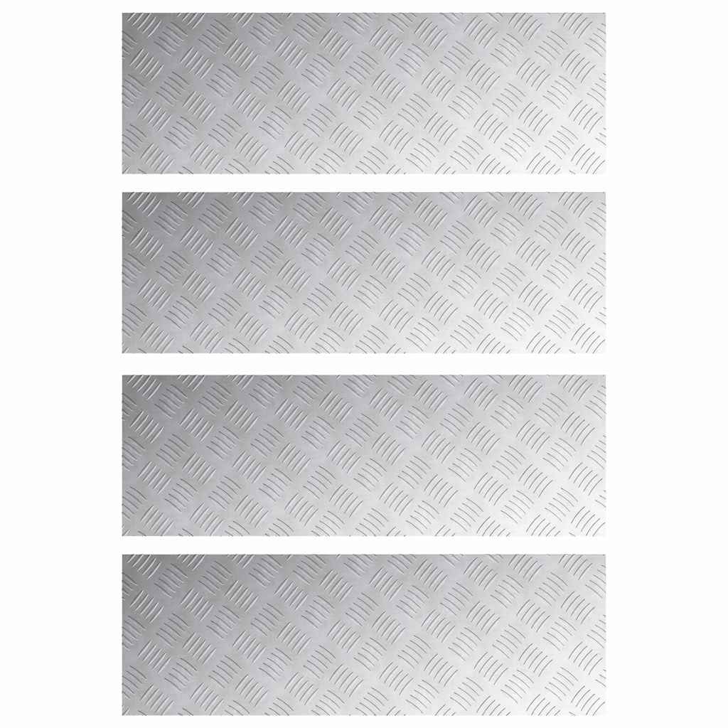 Trap Tread Rechthoekig 4 pcs Zilver 90 x 30 cm Aluminium is nu te koop bij PeponiXL, paradijselijk wonen!