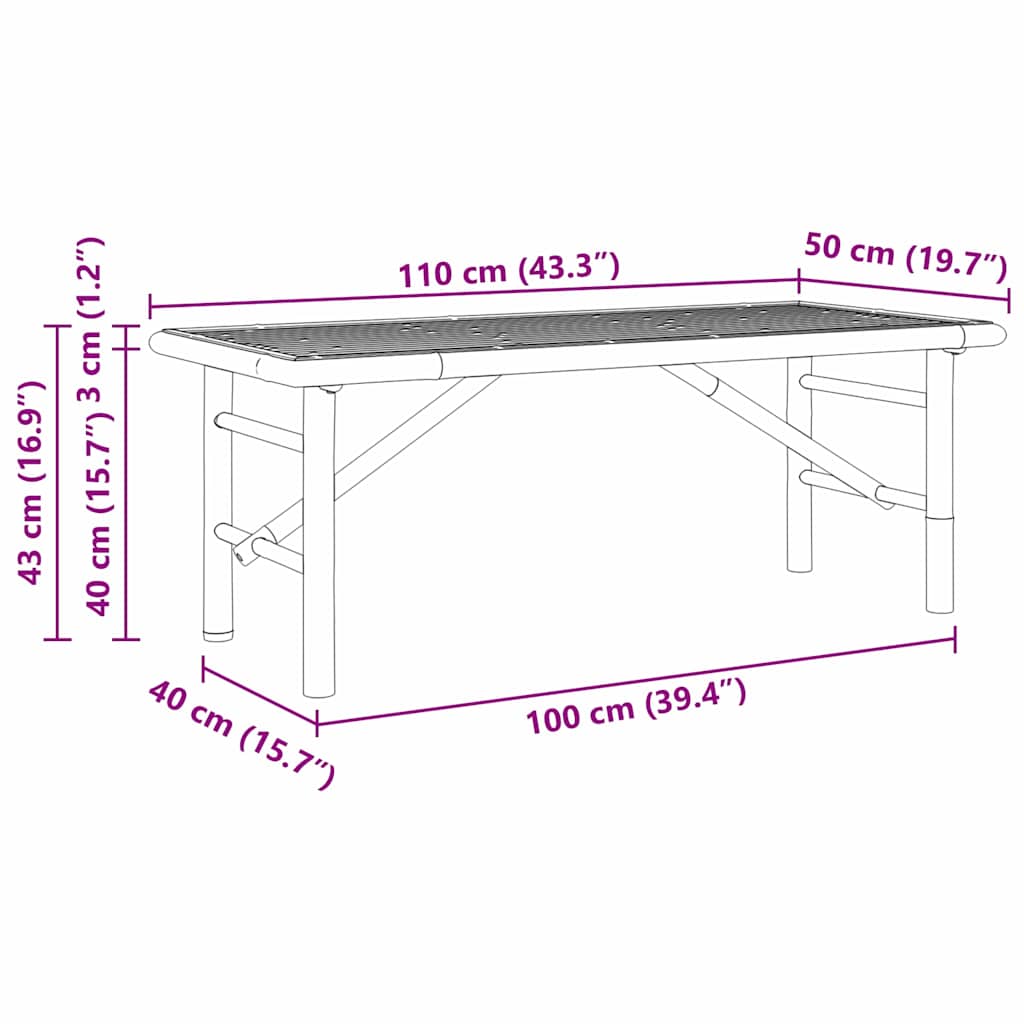 Salontafel Bruin 110 x 50 x 43 cm Bamboe is nu te koop bij PeponiXL, paradijselijk wonen!