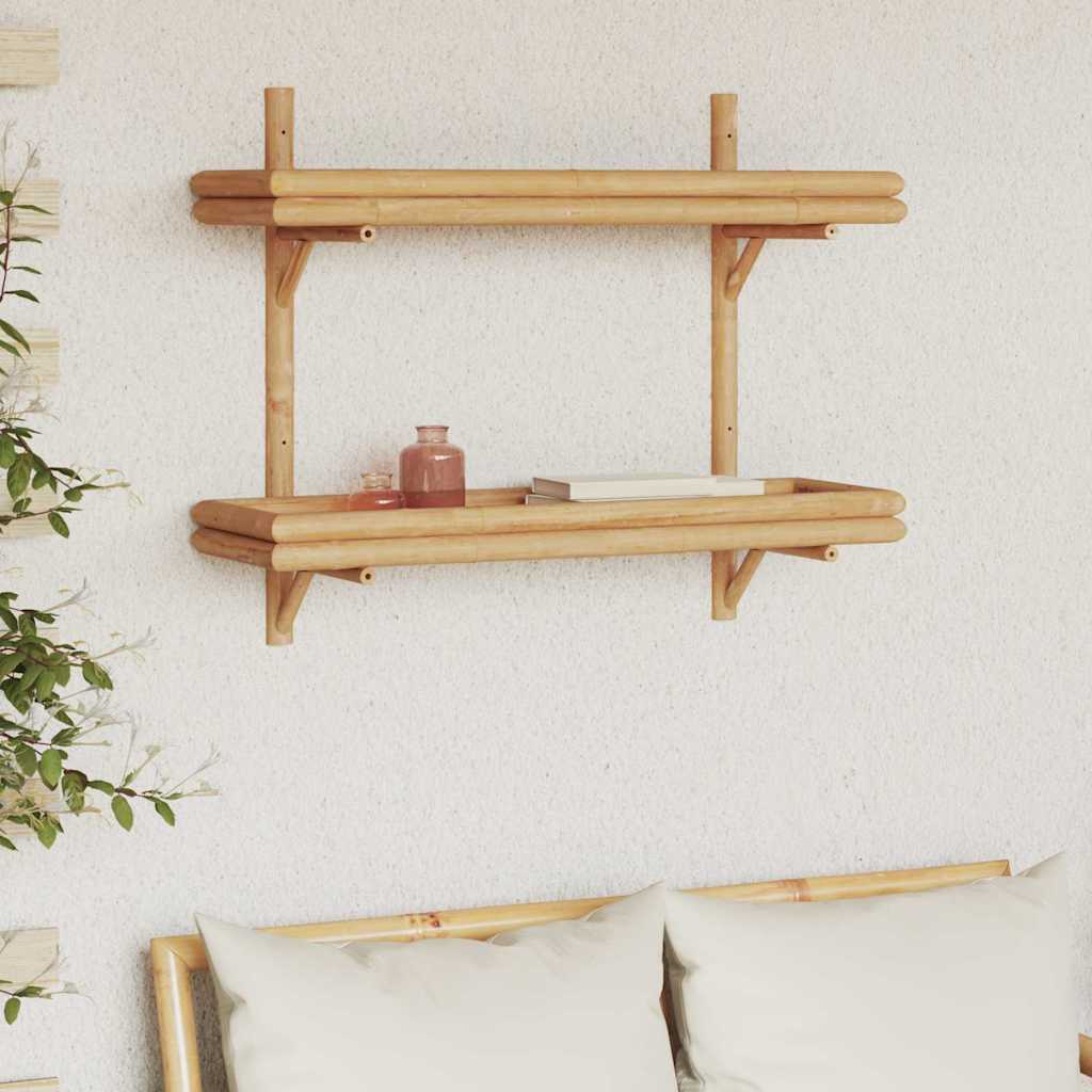 Wandplank met plank Wandgemonteerd Bruin 75 x 26 x 60 cm Bamboe is nu te koop bij PeponiXL, paradijselijk wonen!