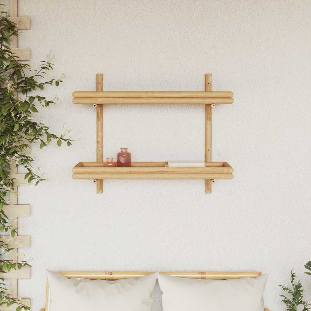 Wandplank met plank Wandgemonteerd Bruin 75 x 26 x 60 cm Bamboe is nu te koop bij PeponiXL, paradijselijk wonen!