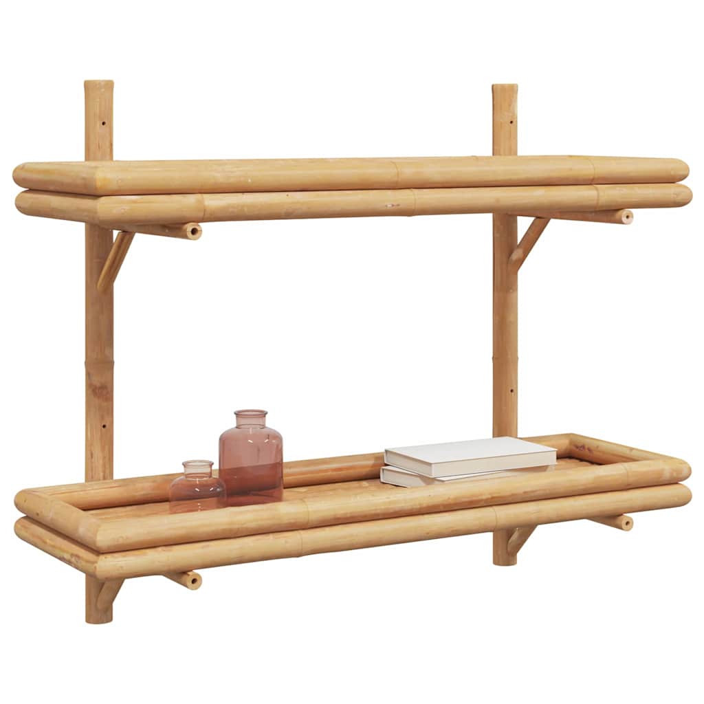 Wandplank met plank Wandgemonteerd Bruin 75 x 26 x 60 cm Bamboe is nu te koop bij PeponiXL, paradijselijk wonen!
