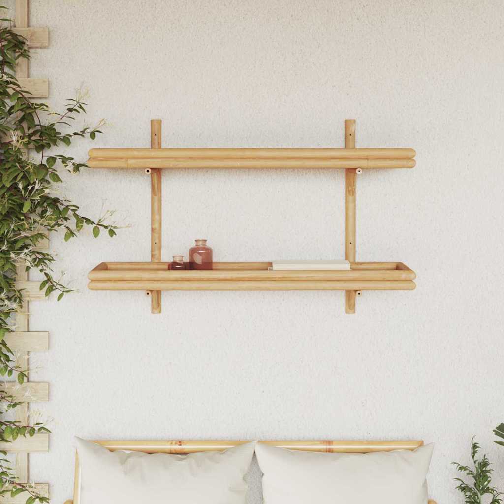 Wandplank met plank met opslag Bruin 100 x 26 x 60 cm Bamboe is nu te koop bij PeponiXL, paradijselijk wonen!