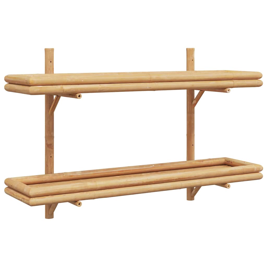 Wandplank met plank met opslag Bruin 100 x 26 x 60 cm Bamboe is nu te koop bij PeponiXL, paradijselijk wonen!